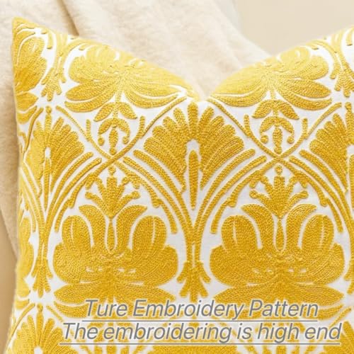 Slow Cow Embroidered Throw Pillow Cover 18 x 18 Inch Yellow - color: Yellow Rose, size: 18" x 18" (Pack of 1)