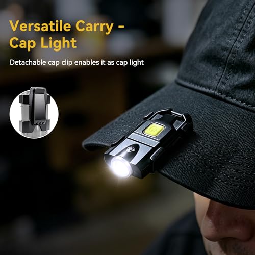 lexall H8 Keychain Flashlight, 500LM USB-C Mini EDC Light with Cap Clip