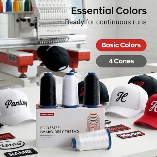 Poolin Skin Tone Embroidery Thread Set – Richword Selected 4 Rolls, 40WT Polyester 4000M for Home & Commercial Embroidery Machines-4 Light Pink - color: 4Light