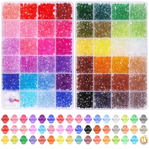XSEINO 3760 Pieces 6mm Crystal Beads for Jewelry Making, 47 Colors Crafts - color: Crystal