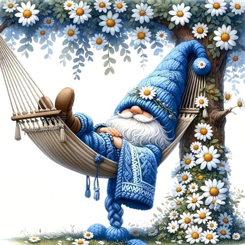 DYAIANGMU Gnome Stamped Cross Stitch Kit for Adults 13.7x13.7 inches - color: red-66