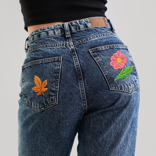 ORIGACH 4 Sheets 105 Pcs Water Soluble Embroidery Patterns Stabilizers - Pre-Printed Floral, Flowering Shrubs & Leaves Designs - Stick & Stitch Embroidery Paper for Hand Sewing Lovers - color: Floral Flowering Shrubs & Leaves