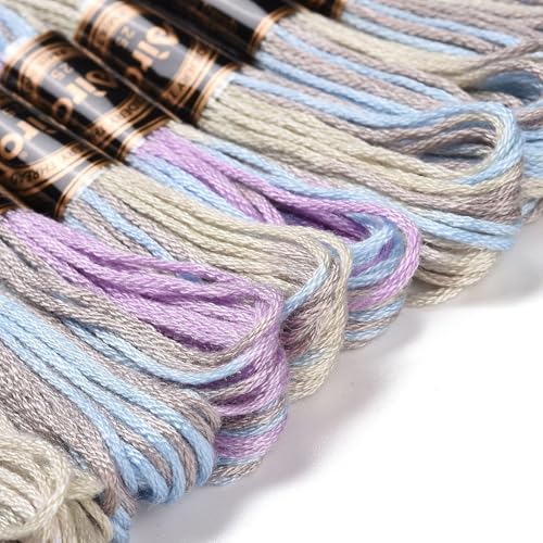 FASHEWELRY 10 Skeins Embroidery Floss Thread 0.5mm Dyed Cross Stitch Floss 6-Ply Lilac Friendship Bracelet String for Jewelry Making Bracelets Sewing Knitting Stitching Craft DIY - color: Lilac, size: 0.5mm