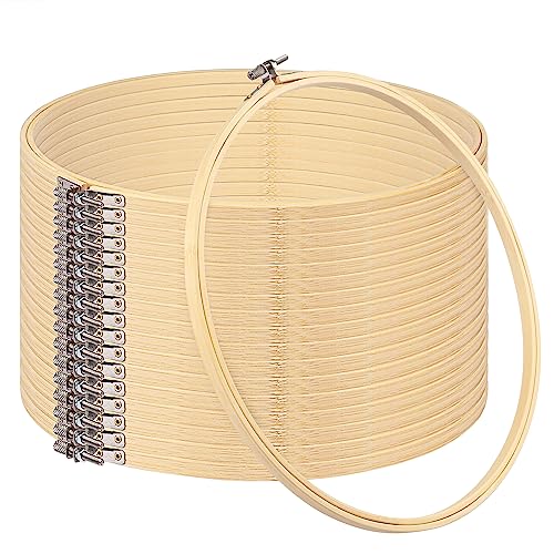 18 PCS Bamboo Embroidery Hoops Set, 12 Inch Adjustable Cross Stitch Rings in Bulk for Needlework, Sewing and Crafts, with Easy Loosen Tighten Mechanism, Ideal for Gifting and Decorating, by GNIEMCKIN. - size: 18 PCS 12 Inch