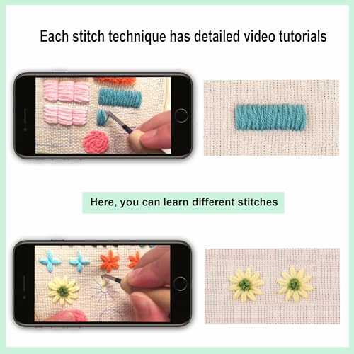 Myfelicity Punch Needle Kit for Beginners Adults – Complete Embroidery Set with Needles, Threads, Fabric & Patterns for DIY Craft Projects