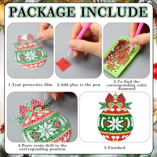 Realspring 20 Pcs Christmas Diamond Art Ornament 5d Ball Onion Finial Shape - style: Vintage