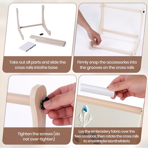 Exsulity Adjustable Embroidery Table Stand, Wood Embroidery Hoop Holder