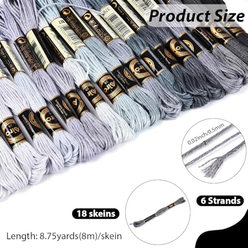 18 Skeins 157.5 Yards Variegated Cross Stitch Floss Colorful Polyester Friendship Bracelet String Gradient 6 Ply Embroidery Thread Bulk for Sewing Making Jewelry Needlecraft Knitting DIY - color: Color Mixing
