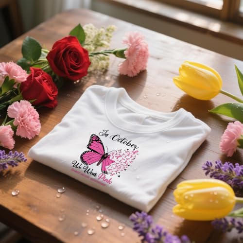 Dtf Transfers Ready to Press -24Pcs Breast Cancer Awareness Iron on Decals Pink Ribbon Fight Cancer Quote Heat Transfer Vinyl Stickers for Clothing Pillows Bag DIY Crafts - color: Breast Cancer Awareness