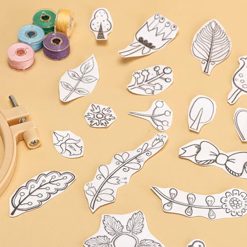 Patemby Embroidery Pattern Water Soluble Embroidery Stabilizers, Stick and Stitch Embroidery Paper Wash Away with Pre-Printed Pattern Designs Stencils Transfers for Hand Sewing Lover Beginner - color: Boho, Pack of 2