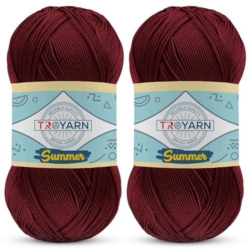 Microfiber Acrylic Yarn for Crocheting & Knitting - 2 Skeins (2x383 Yds) (105057 - Claret Red) - 100% Acrylic for Craft Projects - color: 105057 - Claret Red, size: 2 Skein