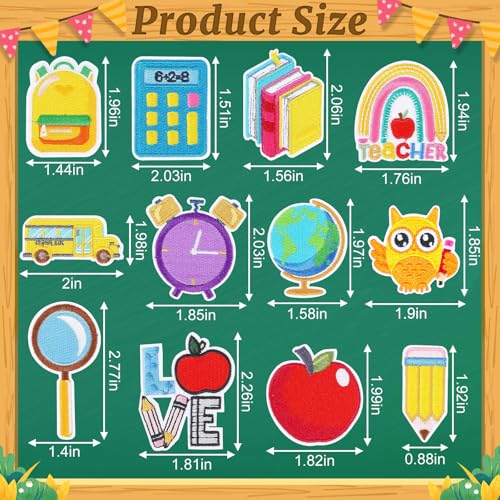 AUGSUN 36Pcs Back to School Iron on Patches for Teacher Students - style: Back to School