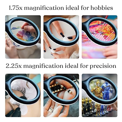Brightech LightView Pro Flex 2 in 1 Magnifying Desk Lamp, 1.75x Light Magnifier, Adjustable Magnifying Glass with Light for Crafts, Reading, Close Work