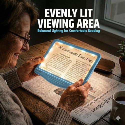 MagniPros 5X Rechargeable LED Page Magnifier with 3 Color Light Modes-Blue - color: Blue
