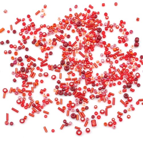 15 Color Glass Seed Tube Bugle Beads Bracelet Jewelry Making Kit,Red - color: red