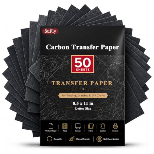 SuFly Carbon Paper for Tracing, Black Graphite Paper for Drawing, 50 Sheets - color: Graphite Black, size: 8.5 in. x 11 in. (1 Pack)