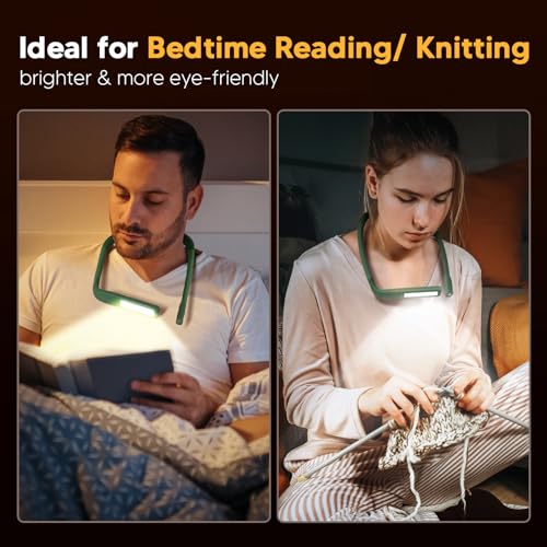 Neck Reading Light, 80-hr Lasting Rechargeable Book Light Wide Lamp - color: Green