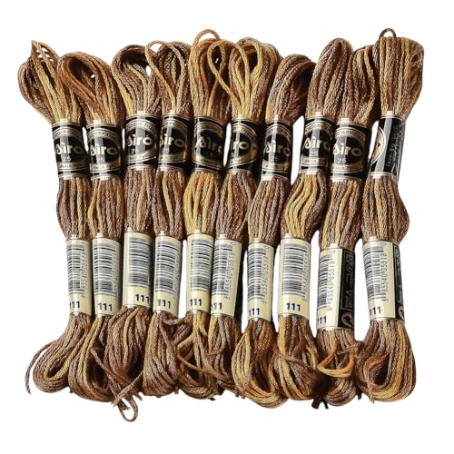 10 Skeins Brown Variegated Embroidery Floss Thread for Sewing - color: Brown