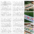 ORIGACH 4 Sheets 12 Pcs Water Soluble Embroidery Patterns Stabilizers - Pre-Printed Wildflowers & Flowering Shrubs Designs - Stick & Stitch Embroidery Paper for Hand Sewing Lovers - color: Wildflowers & Flowering Shrubs