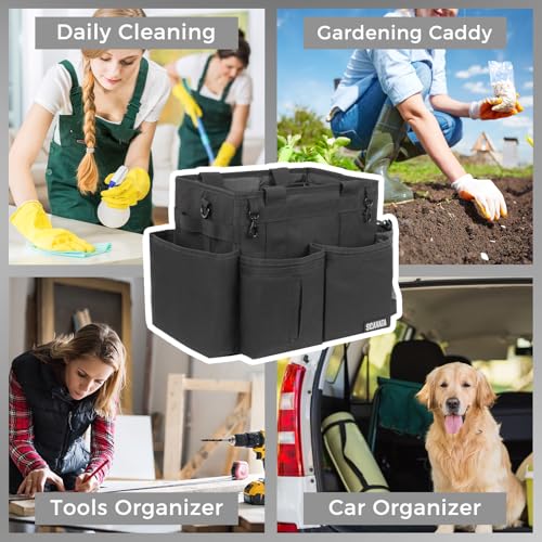 SCAVATA Compact Wearable Cleaning Caddy with Handle & Shoulder Straps - color: Black