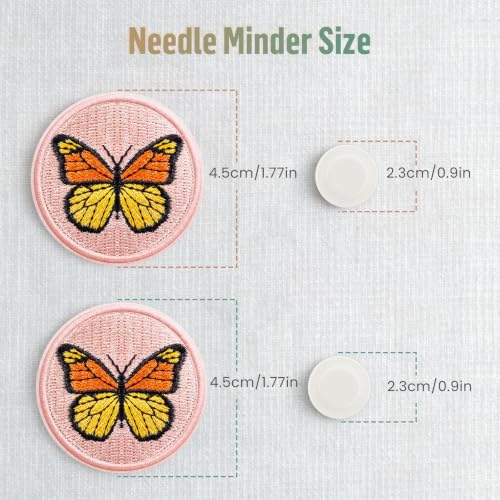 DELLAN 2-Pack Embroidered Patch Magnetic Needle Minder, Butterfly - color: Butterfly&Butterfly