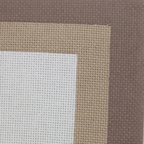 KCS 3 pc of 15" x 18"(38cmx45cm) 16 Count Cross Stitch Cotton Aida Cloth Needlework Rolled Fabric Box,16CT,Antique White +Coffee+Khaki - color: Antique White +Coffee+khaki, size: 16CT