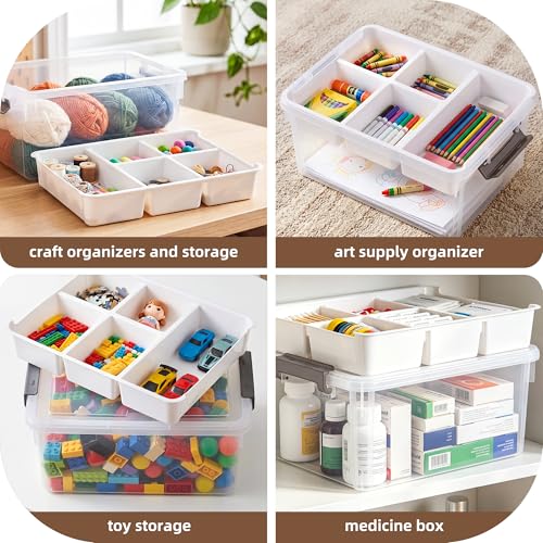 Citylife 17QT Clear Craft Organizers and Storage Box with Removable Tray - size: 17 Qt- 1 Pack