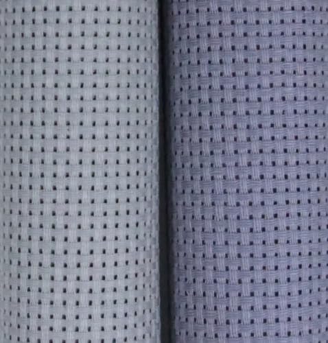 KCS 2 pc of 15" x 18"(38cmx45cm) 11 Count Cross Stitch Cotton Aida Cloth Needlework Fabric Box (Light Grey+Light Steel Grey,11CT) - color: Light Grey+light Steel Grey, size: 11CT