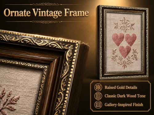 PZBPIUY Vintage Framed Heart Canvas Wall Art, Pink Textured Print - color: Pink Heart, size: 11"L x 9"W
