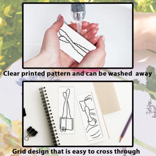 ACRNIGHEET 6PCS Cross Stitch Bookmark Kit for Beginner Stamped Cross Stitch Kits for Adults Abstract DIY Tassel Embroidery Bookmark Kits Needlepoint Kit with Instructions Craft Gift 8.5''x3'' 11CT - style: Abstract with Tassel