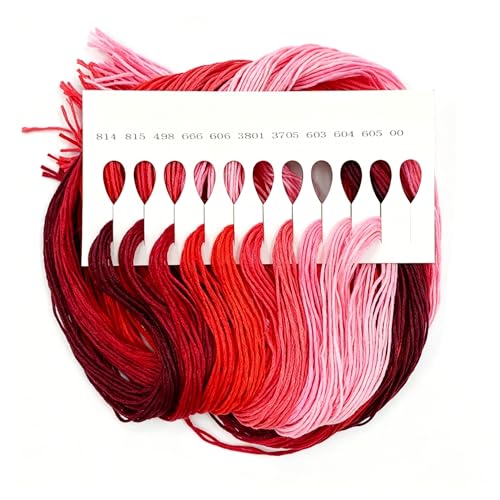 1 Pieces Cross StitchEmbroidery Floss,100% Eco-Cotton Cotton Premium Skeins, Ideal for Arts & Crafts (Red Series 67890) - color: Red series 67890