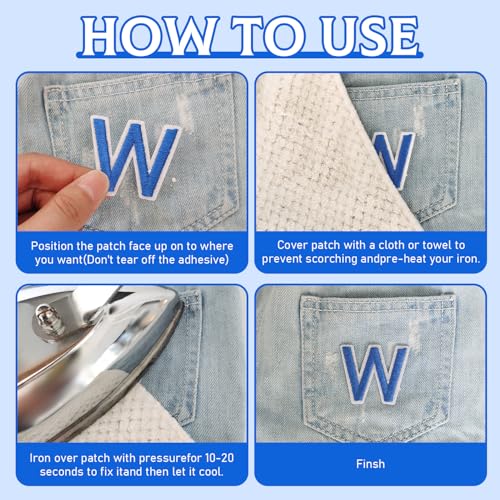 72 Pcs Iron On Letters & Numbers Patches for Tote Bags Hats Clothing Blue - color: Blue, size: Letters & Numbers
