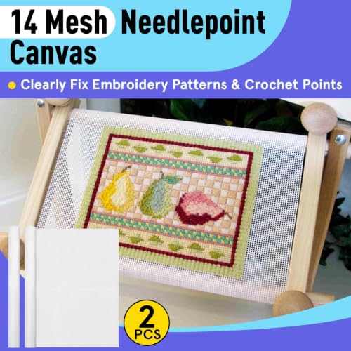 2PCS 14 Mesh 20"×20" Blank White Needlepoint Canvas