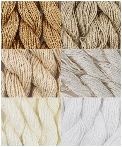 KCS 162 Yards(150 Meters) Mercerized Pearl Cotton Crochet Needlepoint Thread,Size 5,6 skeins,Mixed Color 01 - color: 6color01, size: 6 skeins
