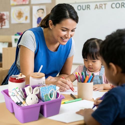 6 Pack Plastic Classroom Organizer Caddy with Handle, Classic - color: Classic