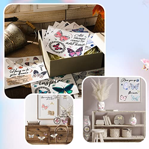 BBTO 12 Sheets Rub on Transfers for Crafts Wood Furniture DIY, 5.5" x 5.7" - style: Butterfly