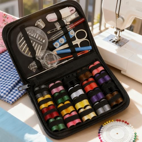 Sewing Kit 158-Piece, Christmas Stocking Stuffers for Adults, Portable Sewing Supplies with 40 Threads, Needles, Scissors | Emergency Repair Gift for Women, Teens, Beginners, Travel - color: 158pcs