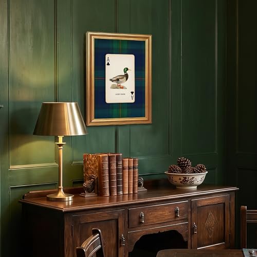 Wojuin Lucky Duck Ace of Clubs Illustration Framed Canvas Wall Art 12x10 in - color: Lucky Duck, size: 16"L x 12"W