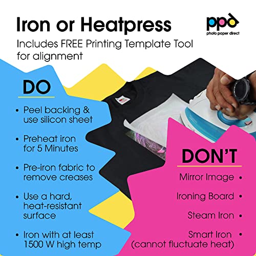 PPD 5 Sheets 8.5x11" Iron-on Heat Transfer Paper Dark Fabrics Inkjet - size: 8.5 x 11, style: Dark (5 Sheets)