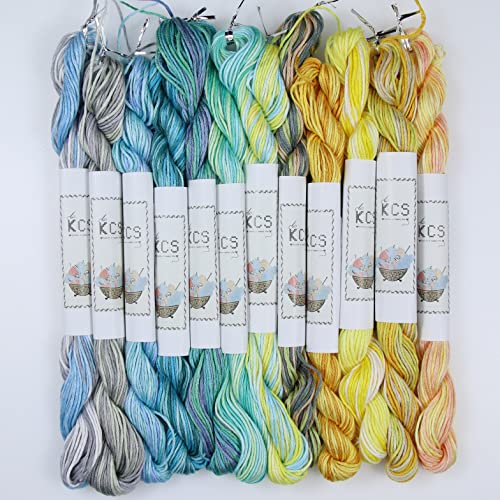 KCS Big skeins of 25 Meters Size 25 Color Variegated Cross Stitch Stranded Threads,12 skeins,04 - color: 12skeins04, size: 12 skeins