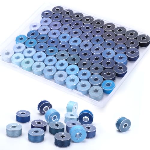 72 Pcs Pre-Wound Bobbins Sewing Thread 72 Colors (Blue) - color: Blue