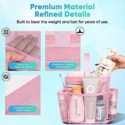 EUDELE 2 Pack Mesh Shower Caddy Portable for College Dorm Room Essentials, Shower Caddy Dorm with 9-Pocket Large Capacity,Shower Bag for Beach,Swimming,Gym All Black+All Purple - color: All Black+All Pink