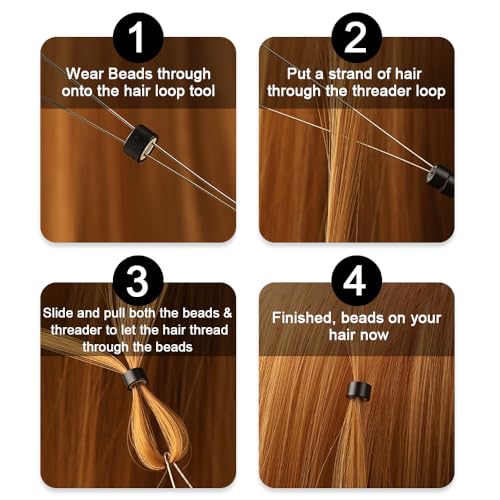Hair Extension Loop Needle Threader and Pulling Hook for Micro Beads - Styling Tool Kit for Feathers Hair Extensions, 2 Black