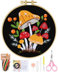 ERKOON Embroidery Kit for Beginners, Flower Cross Stitch Set for Include Embroidery Cloth Hoops Threads for Craft Lover Hand Stitch with Embroidery Skill Techniques (Mushroom) - color: Mushroom