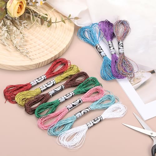 PATIKIL 6 Skeins Embroidery Floss, Metallic Embroidery Thread Nylon Threads Bracelets String for Cross-Stitch Hand Embroidery, Sky Blue - color: Sky Blue
