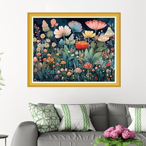 Funxvoot Stamped Cross Stitch Kits for Beginners or Adults Embroidery Starter Patterns | DIY Printed Cross Stitch Kits Needlepoint for Adults 11CT-Flower Scenery 16x20 inch - color: color18