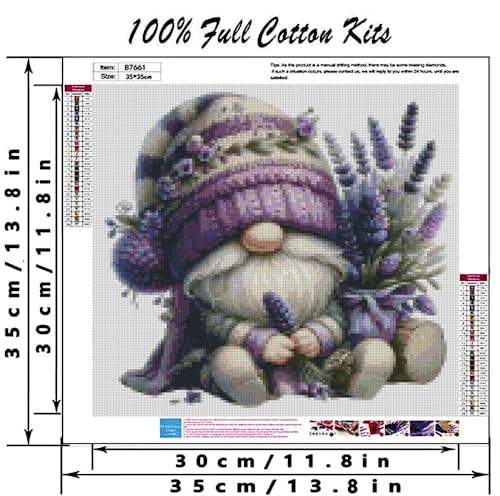 Gnome Stamped Cross Stitch Kits Flower Gnome Cross Stitch Patterns,Dimensions Cross Stitch Kits Embroidery Kit Arts and Crafts for Beginners 13.7x13.7 inch - color: D031