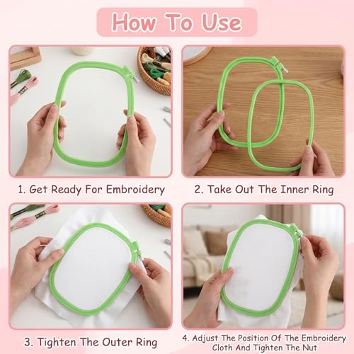 Rectangle Embroidery Hoop, Square Embroidery Hoop Set of 3, Plastic Embroidery Hoops for Cross Stitch, Needlepoint and Silk Embroidery, Multi-Size Crafting Sessions for Beginners and DIY Enthusiasts