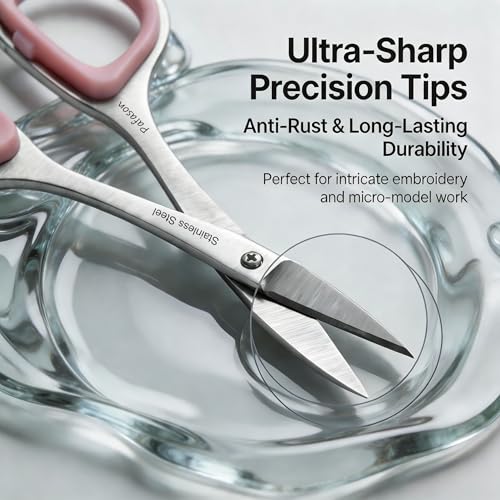 PAFASON Small Travel Sewing Embroidery Scissors Set Curve Straight Tip - color: Green+pink