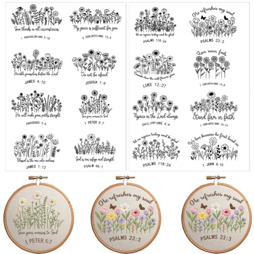 Water Soluble Embroidery Patterns, Bible Verse Stick and Stitch Paper - size: Bible Verse